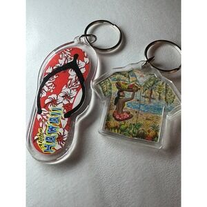 Aloha Hawaii Souvenir Keychains Flip Flop and Hawaiian Shirt‎ Keychains
